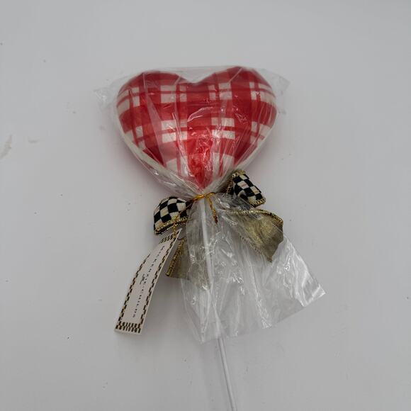MacKenzie Childs Heart Lollipop Pick Plaid NWT - Picture 3 of 5